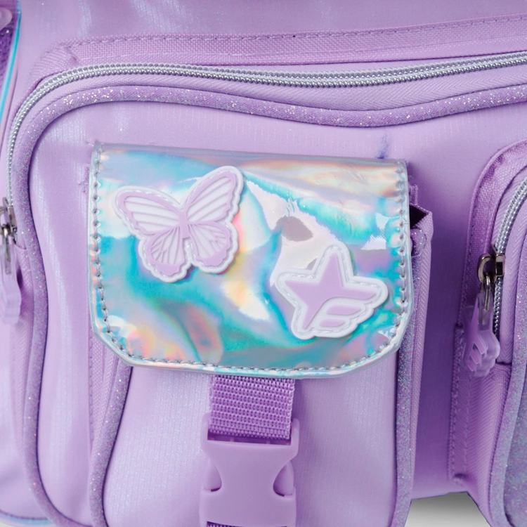 Mochila Escolar Footy 2026 Glow Fly Lila 18" Art.F26343